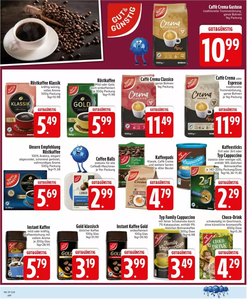 Aktueller Prospekt Edeka - Prospekte - von 14.07 bis 19.07.2025 - strona 24 - produkty: ball, beutel, bohne, bohnen, bohnenkaffee, caffe, Cap, cappuccino, cin, classico, drink, elle, espresso, kaffee, kaffeepads, kakao, LG, löslicher kaffee, mac, röstkaffee, schoko, Ti, trommel