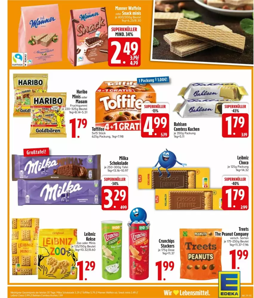 Aktueller Prospekt Edeka - Prospekte - von 14.07 bis 19.07.2025 - strona 5 - produkty: beutel, chips, comtess, comtess kuchen, crunchips, deka, frucht, fruchtgummi, haribo, kuchen, leibniz, maoam, milka, schoko, schokolade, toffifee