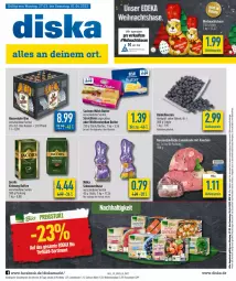 Gazetka promocyjna Diska - Prospekte - Gazetka - ważna od 01.04 do 01.04.2023 - strona 1 - produkty: aktionspreis, angebot, angebote, Becher, beere, beeren, bier, butter, deka, eimer, eis, hasseröder, heidelbeere, heidelbeeren, jacobs, kaffee, lamm, lammkeule, milch, milka, reis, sac, salz, Schal, Schale, Ti, weihenstephan, ZTE