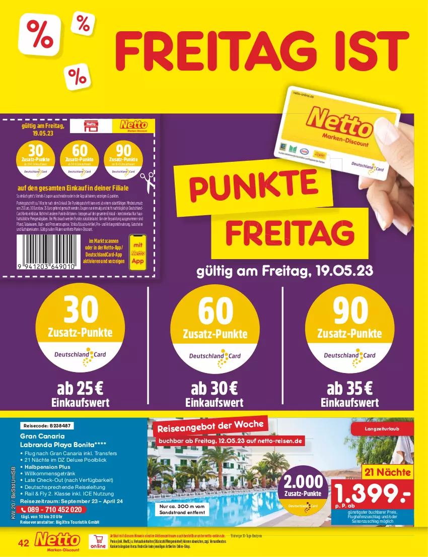 Aktueller Prospekt Netto Marken-Discount - Filial-Angebote - von 15.05 bis 20.05.2023 - strona 42 - produkty: angebot, bestpreis, bonita, buch, coupon, deutschlandcard, discount, eduscho, eis, elle, erde, getränk, guthabenkarte, gutschein, gutscheine, labranda, mac, marken-discount, milch, ndk, pool, pril, Rauch, reis, reiseveranstalter, Ria, Tchibo, Ti, uhr