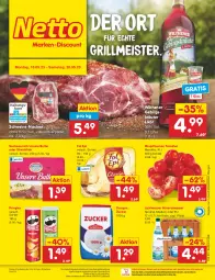 Gazetka promocyjna Netto Marken-Discount - Filial-Angebote - Gazetka - ważna od 20.05 do 20.05.2023 - strona 1 - produkty: Alwa, angebot, auer, bestpreis, butter, dovgan, eis, flasche, fol epi, glasflasche, grill, kräuter, lichtenauer, likör, Meister, mineralwasser, ndk, pflaume, pflaumen, pringles, reis, ring, sac, Schal, Schale, schwein, schweine, Ti, tomate, tomaten, wasser, wein, weine, wilthener, ZTE, zucker