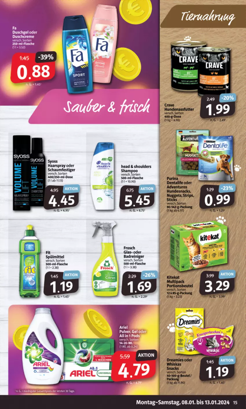 Aktueller Prospekt Markant - Prospekte - von 08.01 bis 13.01.2024 - strona 15 - produkty: Bad, flasche, Frosch, haarspray, reiniger, shampoo, spülmittel, syoss, Ti, Yo