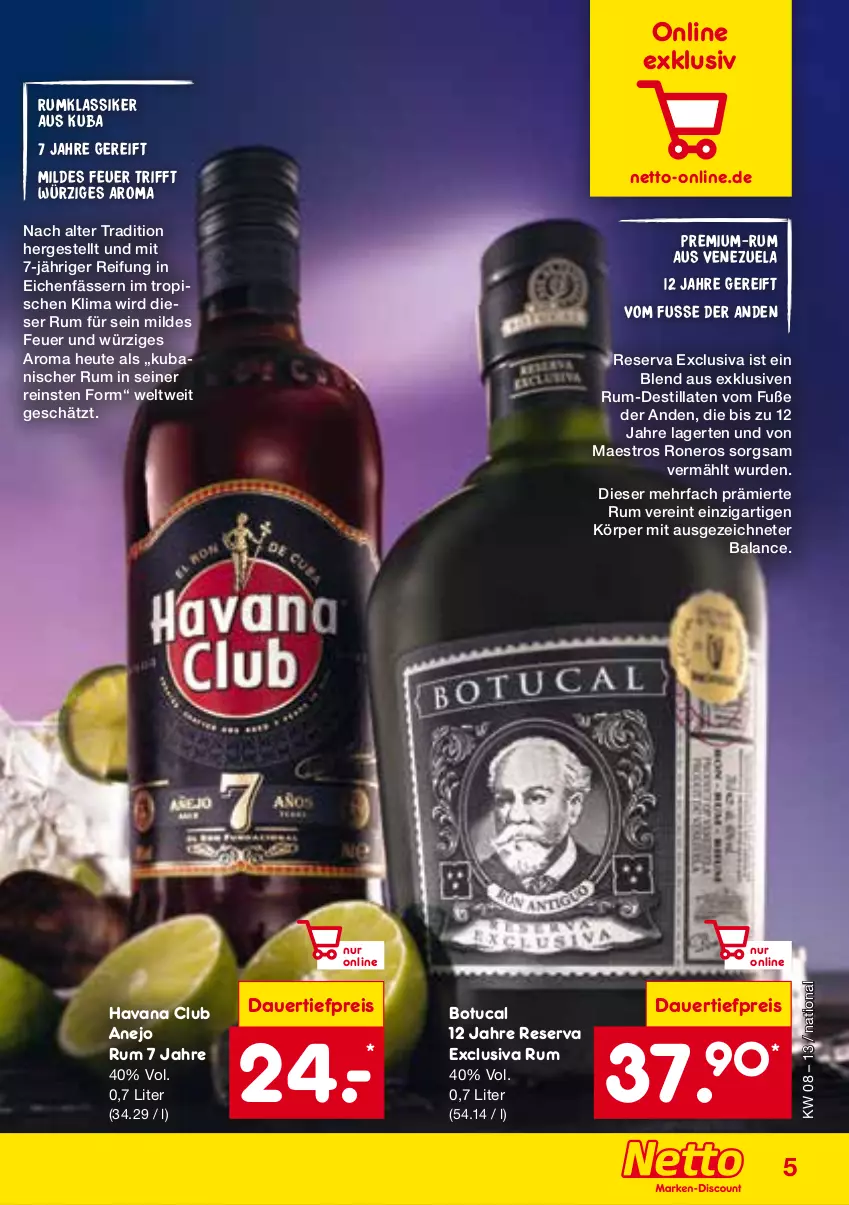 Aktueller Prospekt Netto Marken-Discount - Regionale & Internationale Premium-Spirituosen - von 19.02 bis 31.03.2022 - strona 5 - produkty: auer, dauertiefpreis, eis, Havana Club, Heu, nero, reis, rum, Ti, tiefpreis, tuc