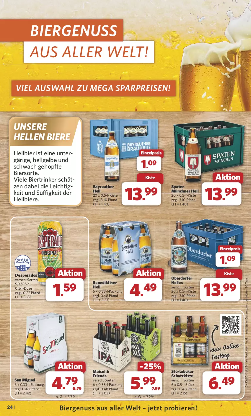 Aktueller Prospekt Combi - Prospekte - von 09.12 bis 14.12.2024 - strona 24 - produkty: asti, Benediktiner, bier, Biere, desperados, eis, elle, LG, mais, nuss, reis, Spaten, störtebeker, Ti, ZTE