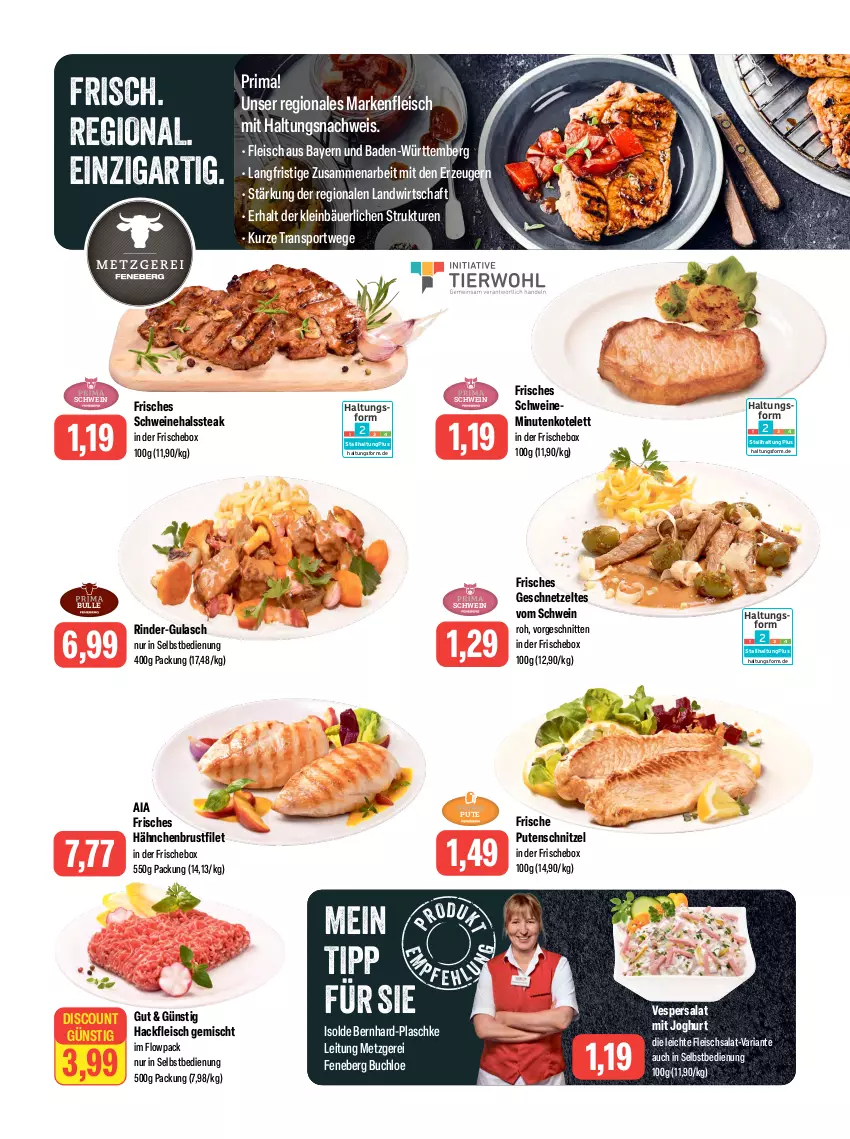 Aktueller Prospekt Feneberg - Prospekte - von 14.09 bis 16.09.2023 - strona 2 - produkty: Bad, brustfilet, buch, chloe, discount, eis, filet, fleisch, fleischsalat, geschnetzeltes, gulasch, hackfleisch, hackfleisch gemischt, hähnchenbrust, hähnchenbrustfilet, joghur, joghurt, kotelett, pute, putenschnitzel, Ria, rind, rinder, salat, schnitten, schnitzel, schwein, schweine, Sport, steak, Ti, wein, weine, Zelt