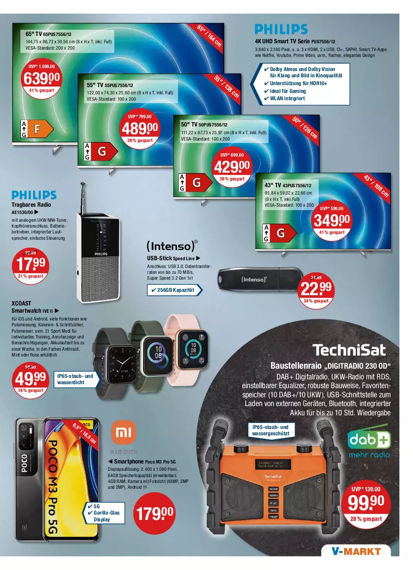 Aktueller Prospekt Vmarkt - V-Markt - von 07.07 bis 13.07.2022 - strona 15 - produkty: akku, aust, batterie, Bau, deo, eis, elle, HDMI, kamera, kopfhörer, lautsprecher, messer, mint, netflix, Radio, rwe, smart tv, smartphone, smartwatch, spee, Sport, Ti, tuner, uhd, usb, wasser, Yo