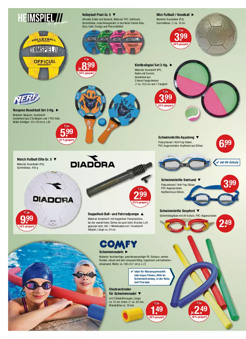 Aktueller Prospekt Vmarkt - V-Markt - von 07.07 bis 13.07.2022 - strona 16 - produkty: adapter, aqua, asti, ball, Bona, Brille, eis, elle, Fahrrad, Fußball, Gläser, LG, nudel, nudeln, orange, Ria, Schal, Schale, Schwimmbrille, Schwimmnudel, Ti, uv-schutz, wasser