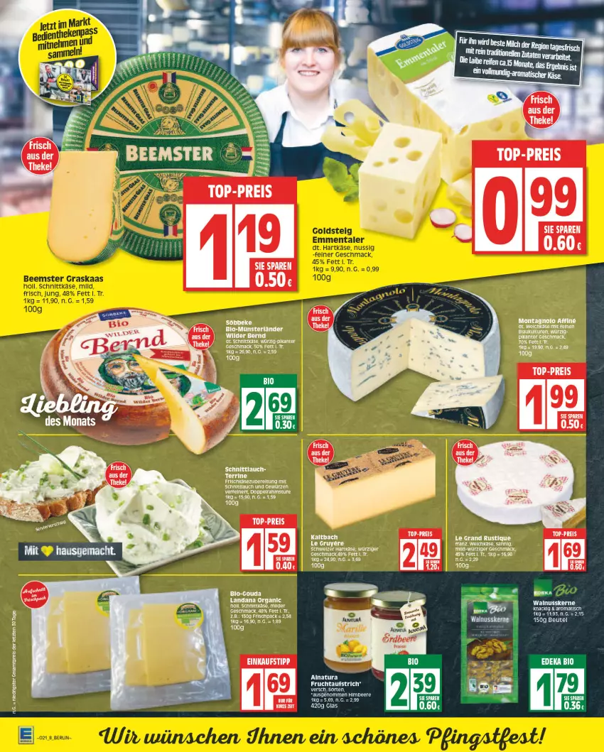 Aktueller Prospekt Edeka - Angebote der Woche - von 22.05 bis 27.05.2023 - strona 8 - produkty: beutel, bio, einkaufstipp, eis, frischkäse, gewürz, hartkäse, HP, Käse, mac, natur, natura, nuss, reis, rel, resa, schnittlauch, schweizer hartkäse, tee, terrine, Ti, top-preis, walnuss, walnusskerne, Wild, Wilder Bernd, ZTE