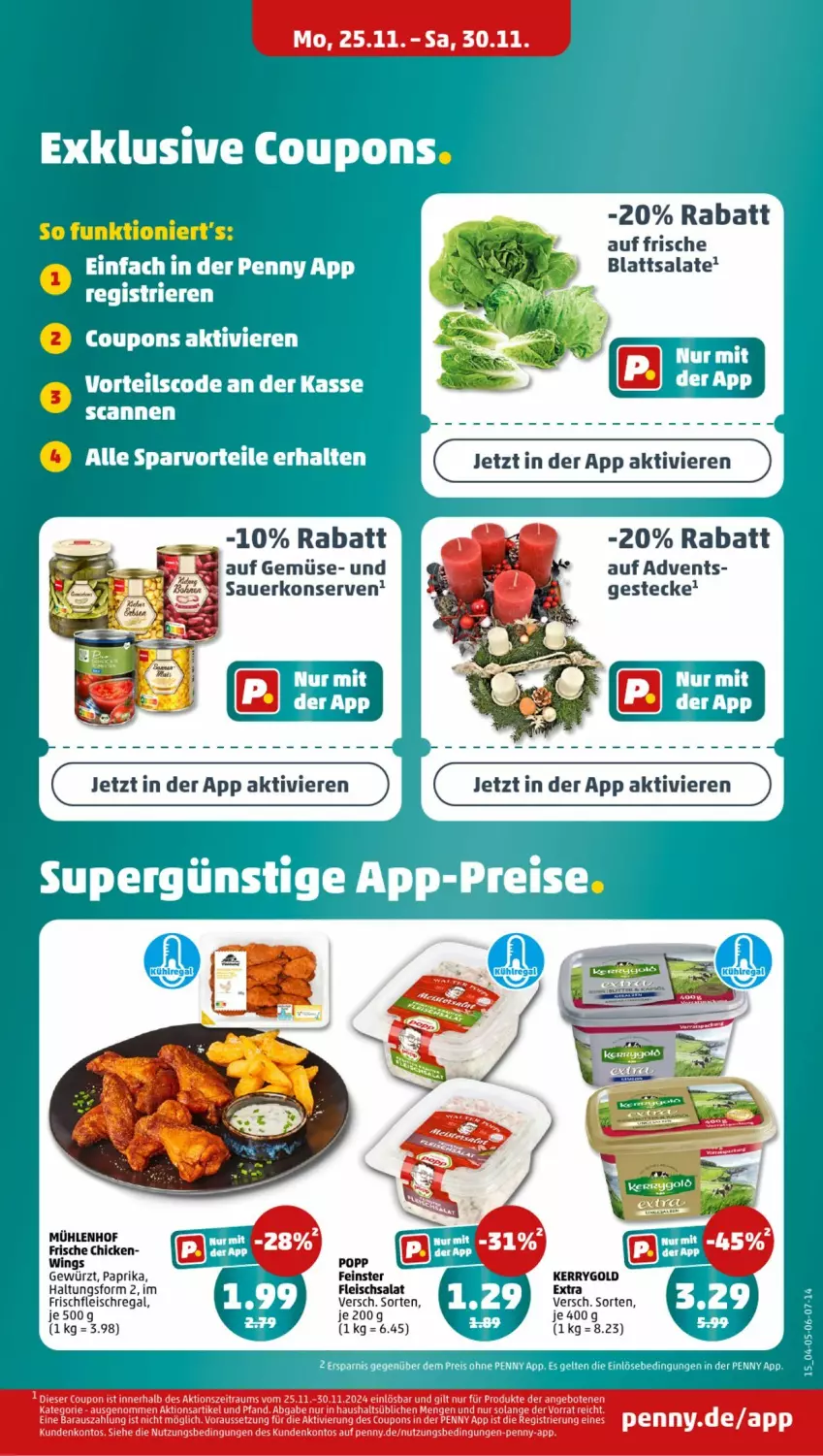 Aktueller Prospekt Penny - Prospekte - von 25.11 bis 30.11.2024 - strona 15 - produkty: auer, coupon, coupons, eis, fleisch, Konserven, paprika, regal, salat, salate, tee, Ti