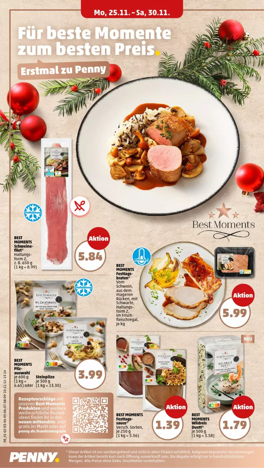 Aktueller Prospekt Penny - Prospekte - von 25.11 bis 30.11.2024 - strona 8 - produkty: braten, eis, filet, fleisch, pilze, regal, sauce, schwein, schweine, Steinpilze, wein, weine