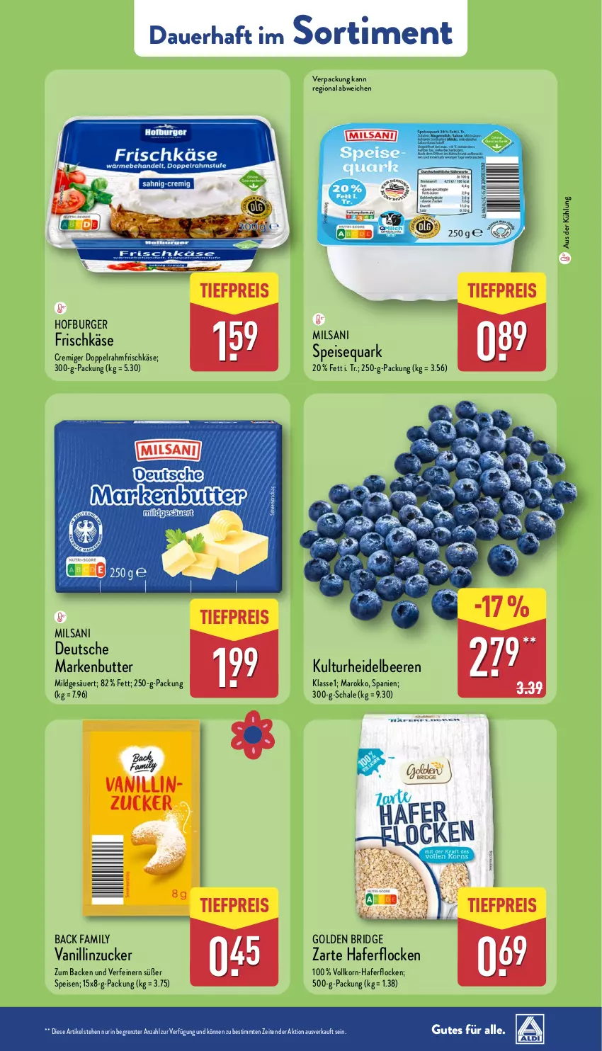 Aktueller Prospekt Aldi Nord - Von Montag - von 31.03 bis 05.04.2025 - strona 47 - produkty: auer, beere, beeren, burger, butter, eis, frischkäse, hafer, haferflocken, heidelbeere, heidelbeeren, Käse, korn, markenbutter, quark, reis, Schal, Schale, speisequark, Ti, tiefpreis, ZTE, zucker