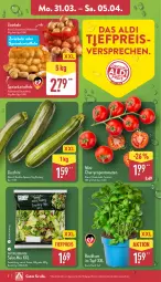 Gazetka promocyjna Aldi Nord - Von Montag - Gazetka - ważna od 05.04 do 05.04.2025 - strona 2 - produkty: aldi, basilikum, beutel, eis, kartoffel, kartoffeln, natur, reis, rispentomaten, sac, salat, Schal, Schale, speisekartoffeln, Ti, tiefpreis, tomate, tomaten, topf, ZTE, zucchini, zwiebel, zwiebeln