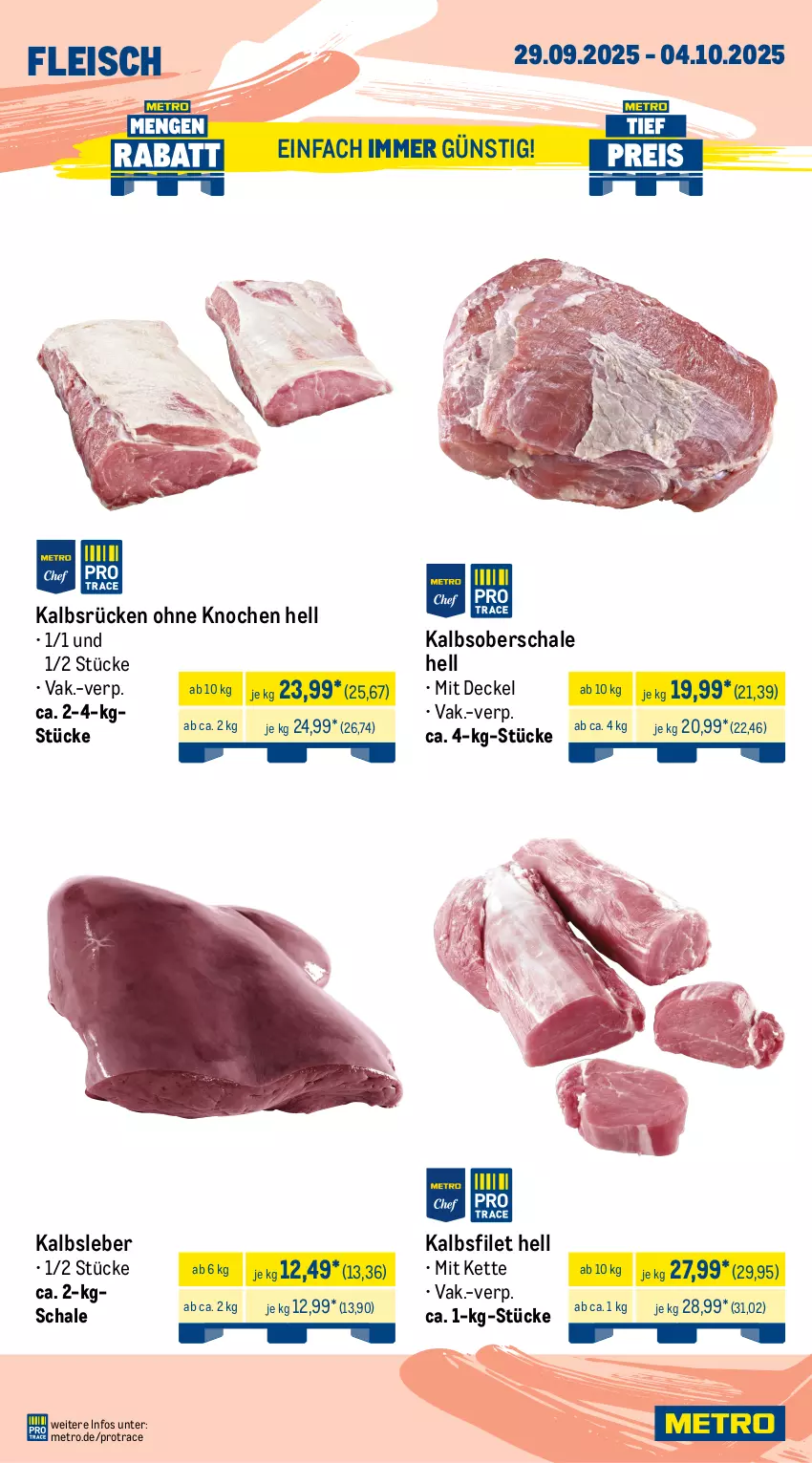 Aktueller Prospekt Metro - Wochen-Angebote Gastro - von 29.09 bis 04.10.2025 - strona 4 - produkty: Abtei, angebot, angebote, aqua, bsf, decke, Deckel, eis, filet, fisch, fischtheke, fleisch, frischfisch, kabeljaufilet, Kalbsleber, Kette, lachs, Metro, Muscheln, Saibling, Schal, Schale, thunfisch, Ti, Wild