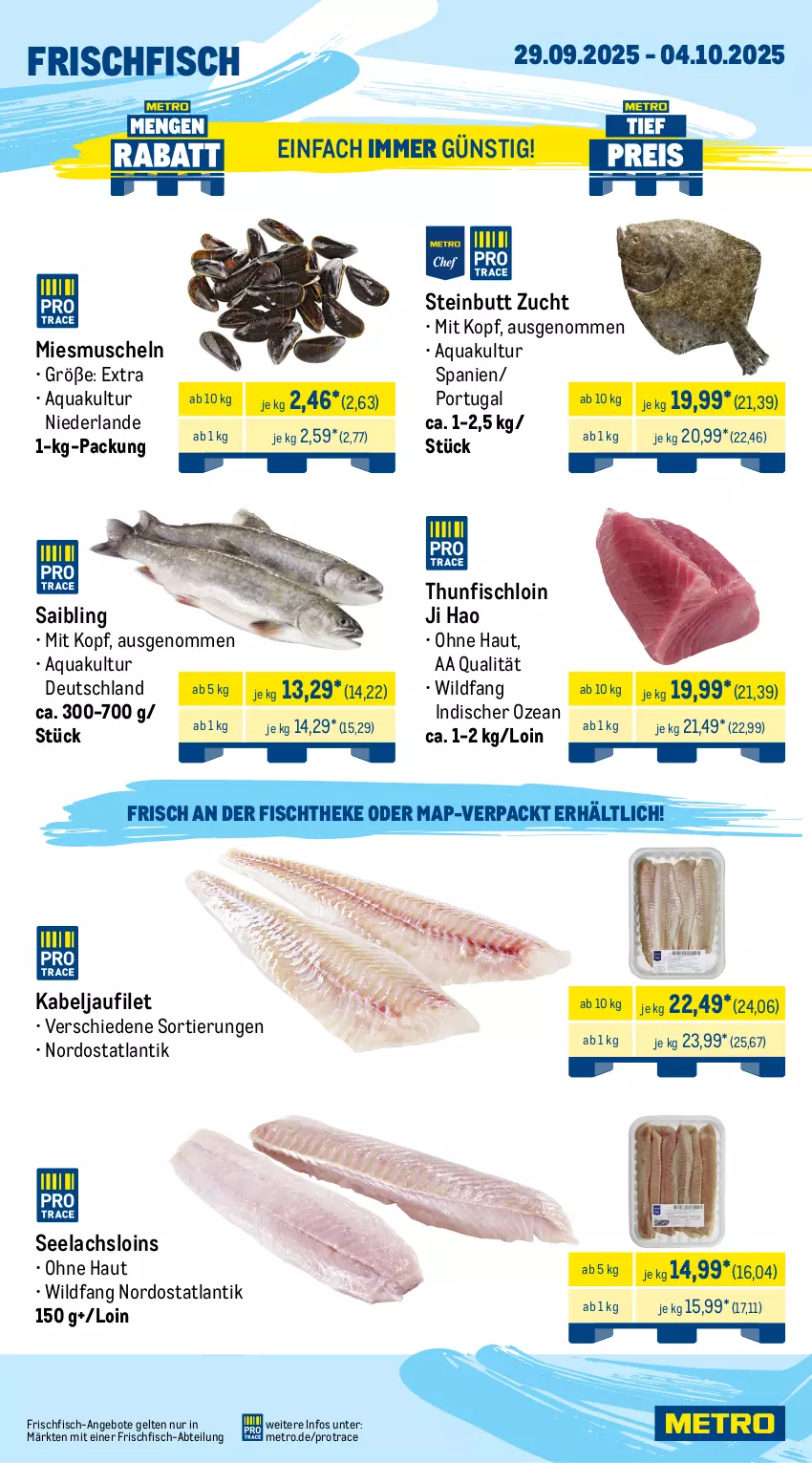 Aktueller Prospekt Metro - Wochen-Angebote Gastro - von 29.09 bis 04.10.2025 - strona 5 - produkty: Abtei, angebot, angebote, aqua, bsf, decke, Deckel, eis, filet, fisch, fischtheke, fleisch, frischfisch, kabeljaufilet, Kalbsleber, Kette, lachs, Metro, Muscheln, Saibling, Schal, Schale, thunfisch, Ti, Wild