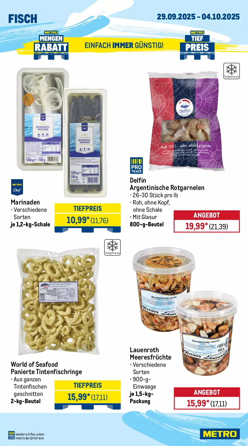 Aktueller Prospekt Metro - Wochen-Angebote Gastro - von 29.09 bis 04.10.2025 - strona 6 - produkty: angebot, beutel, eis, fisch, fische, früchte, garnelen, kiwi, marinade, meeresfrüchte, Metro, obst, orange, orangen, reis, ring, sac, saft, Saftorangen, Schal, Schale, schnitten, Ti, tiefpreis, Tintenfischringe, Waage, zitrone, zitronen