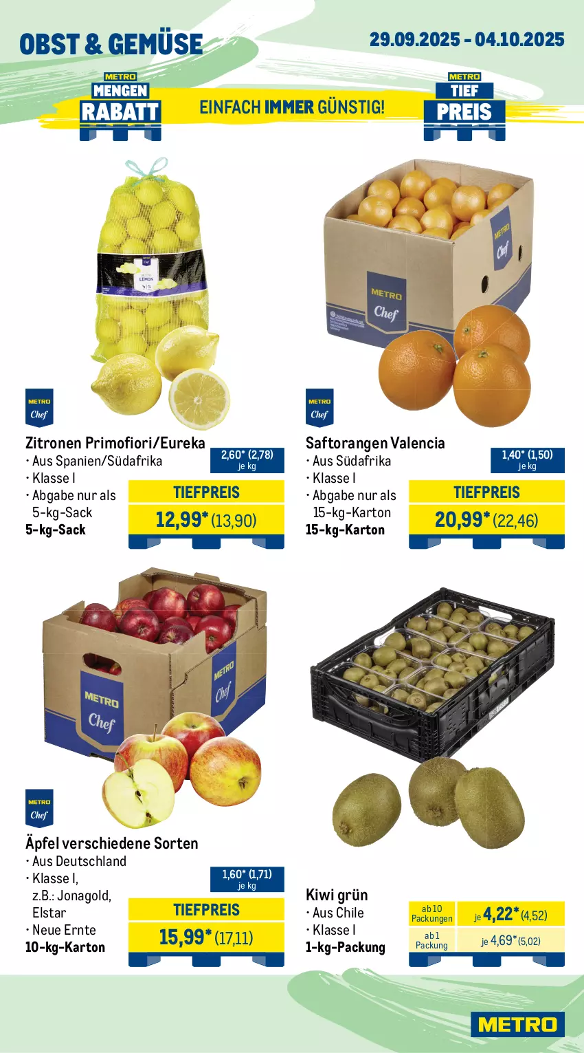 Aktueller Prospekt Metro - Wochen-Angebote Gastro - von 29.09 bis 04.10.2025 - strona 7 - produkty: angebot, beutel, eis, fisch, fische, früchte, garnelen, kiwi, marinade, meeresfrüchte, Metro, obst, orange, orangen, reis, ring, sac, saft, Saftorangen, Schal, Schale, schnitten, Ti, tiefpreis, Tintenfischringe, Waage, zitrone, zitronen