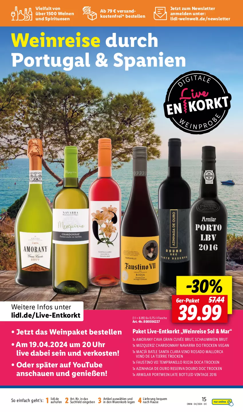 Aktueller Prospekt Lidl - Highlights in der Weinwelt - von 01.04 bis 30.04.2024 - strona 15 - produkty: aust, brut, Cava, chardonnay, cuvée, eis, elle, flasche, korb, mac, ndk, Portwein, reis, rioja, spirituosen, tempranillo, Ti, uhr, versandkostenfrei, wein, weine, Yo