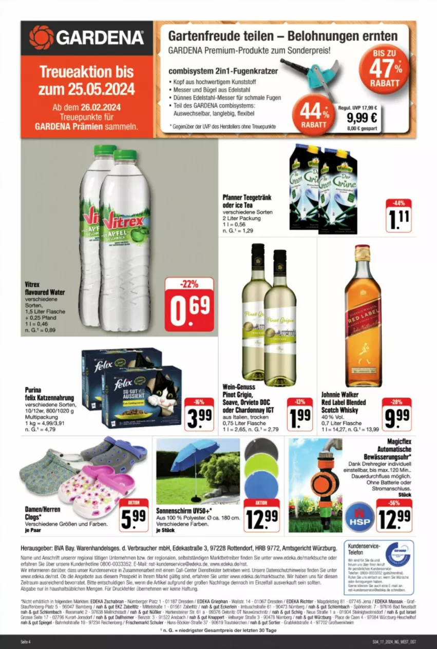 Aktueller Prospekt Edeka - Prospekte - von 20.04 bis 27.04.2024 - strona 4 - produkty: auto, bügel, chardonnay, deka, edelstahl, eis, flasche, gardena, getränk, ice tea, messer, pfanne, Pfanner, reis, tee, Ti, tisch, vitrex, ZTE