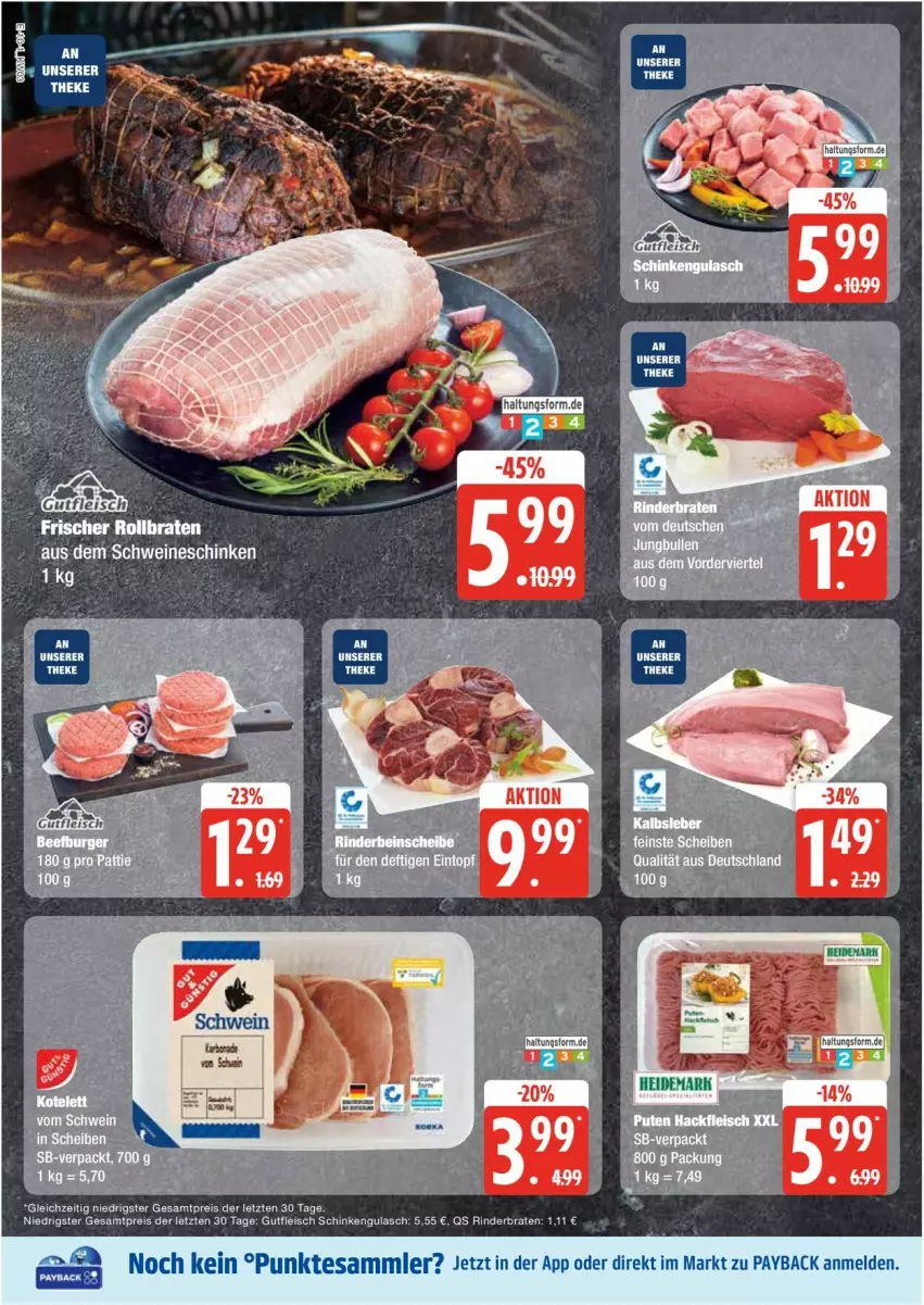 Aktueller Prospekt Edeka - Prospekte - von 13.01 bis 18.01.2025 - strona 10 - produkty: braten, eis, fleisch, gulasch, gutfleisch, Kalbsleber, LG, payback, reis, rind, rinder, rinderbraten, rollbraten, schinken, schwein, schweine, tee, tesa, Ti, wein, weine, ZTE