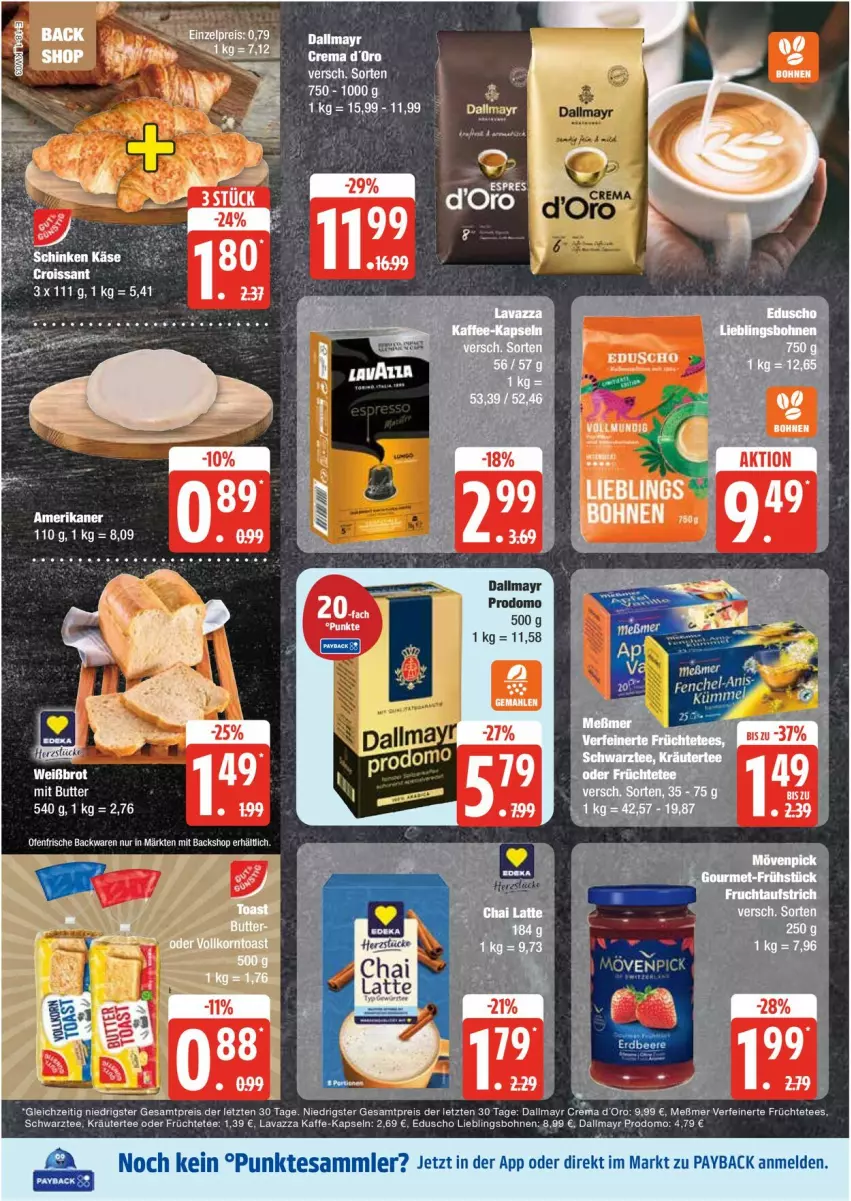 Aktueller Prospekt Edeka - Prospekte - von 13.01 bis 18.01.2025 - strona 18 - produkty: backwaren, bohne, bohnen, butter, dallmayr, dallmayr prodomo, eduscho, eis, frische backwaren, früchte, Früchtetee, kräuter, lavazza, Meßmer, Ofen, prodomo, reis, tee, Ti, ZTE