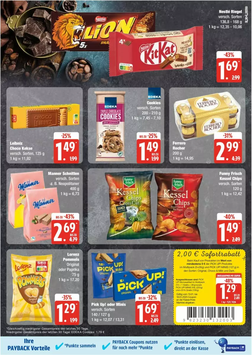 Aktueller Prospekt Edeka - Prospekte - von 13.01 bis 18.01.2025 - strona 19 - produkty: cookie, cookies, coupon, coupons, deka, eis, lorenz, Manner, payback, reis, riegel, schnitten, tee, Ti, ZTE