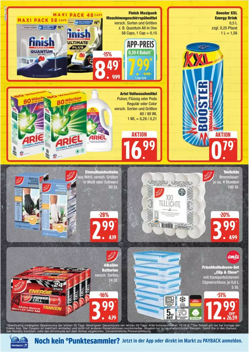 Aktueller Prospekt Edeka - Prospekte - von 13.01 bis 18.01.2025 - strona 6 - produkty: ariel, Cap, drink, energy drink, frischhaltedosen, payback, Pods, Sport, tee, Teelicht, teelichte, tesa, vollwaschmittel, waschmittel