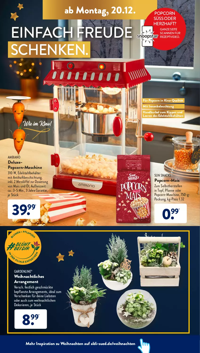 Aktueller Prospekt AldiSud - ALDI Aktuell - von 20.12 bis 24.12.2021 - strona 16 - produkty: aldi, ambia, Behälter, beleuchtung, deo, edelstahl, eis, elle, gardenline®, Löffel, mais, ndk, pfanne, popcorn, reis, rezept, snack, snacks, Sun Snacks, Ti, topf, weihnachten, ZTE