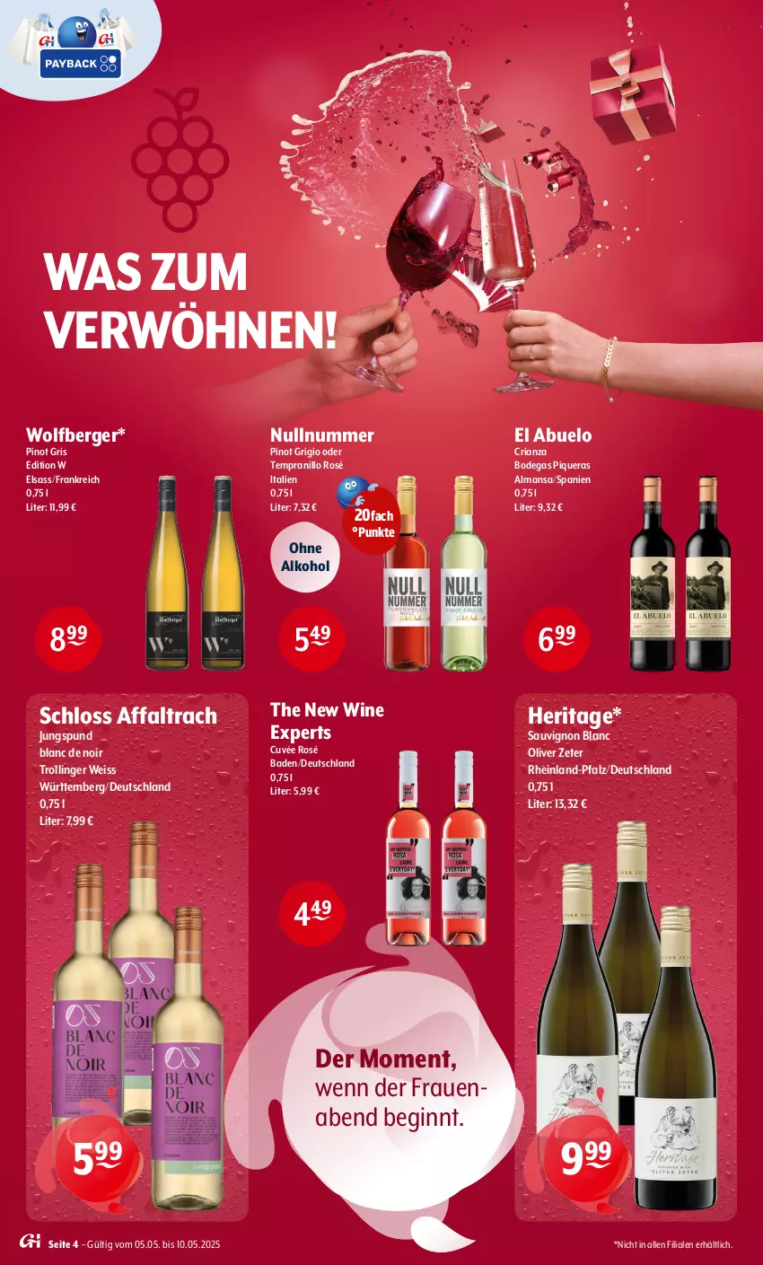 Aktueller Prospekt Getraenke Hoffmann - Prospekte - von 05.05 bis 10.05.2025 - strona 4 - produkty: alkohol, Bad, Berger, cuvée, eis, gin, ohne alkohol, olive, Pinot, pinot grigio, Ria, sauvignon, sauvignon blanc, tempranillo, Ti, trolli, trollinger