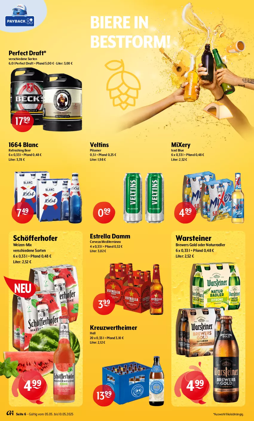 Aktueller Prospekt Getraenke Hoffmann - Prospekte - von 05.05 bis 10.05.2025 - strona 6 - produkty: bier, Biere, eimer, Estrella Damm, Mixer, mixery, natur, pils, pilsener, radler, rel, schöfferhofer, steiner, Ti, veltins, warsteiner