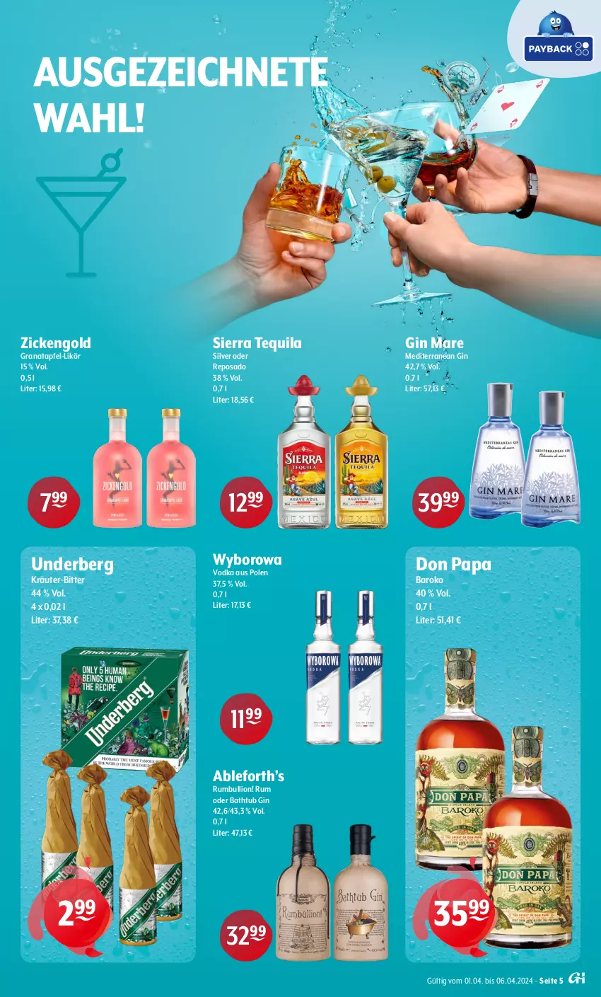 Aktueller Prospekt Getraenke Hoffmann - Prospekte - von 02.04 bis 06.04.2024 - strona 5 - produkty: apfel, gin, gin mare, grana, granatapfel, kräuter, likör, lion, Rana, rum, Sierra, sierra tequila, tequila, Ti, underberg, vodka