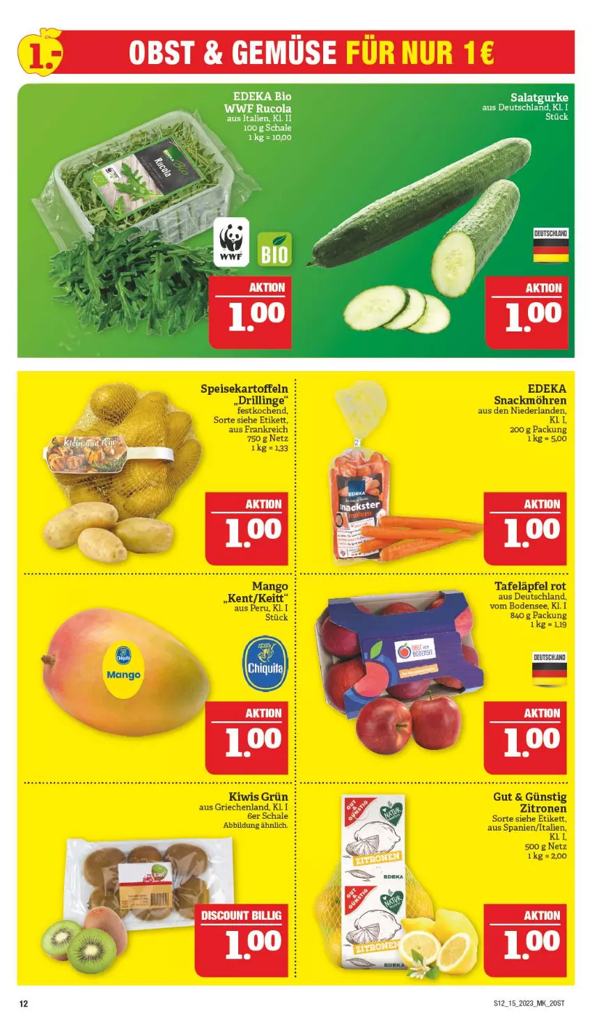 Aktueller Prospekt Marktkauf - Prospekt - von 09.04 bis 15.04.2023 - strona 12 - produkty: bio, cola, deka, discount, edeka bio, obst, rucola, Schal, Schale