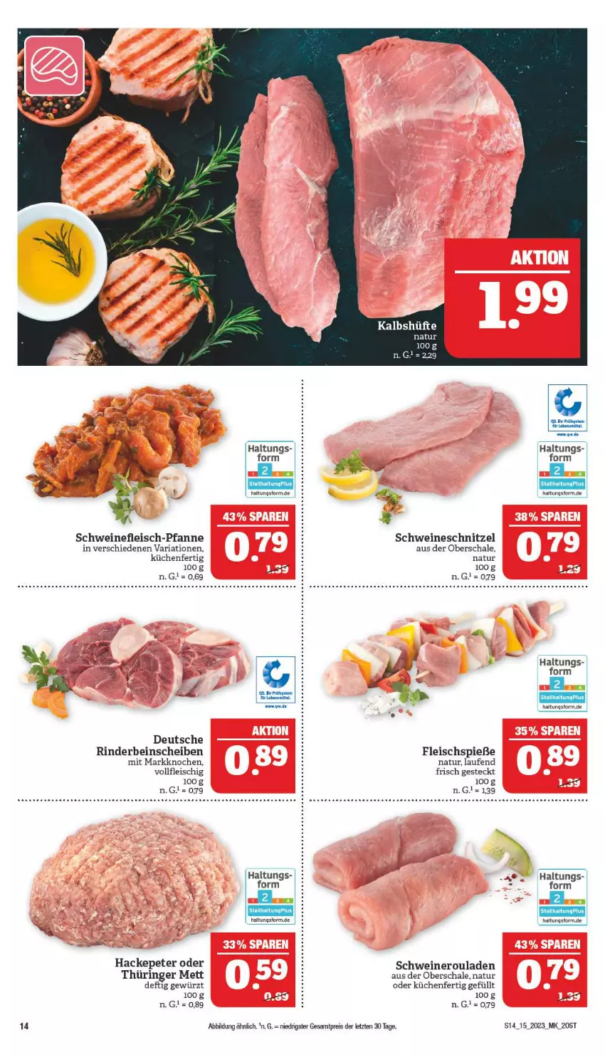 Aktueller Prospekt Marktkauf - Prospekt - von 09.04 bis 15.04.2023 - strona 14 - produkty: eis, fleisch, Fleischspieße, gewürz, küche, Küchen, Laufen, Mett, natur, nero, pfanne, reis, Ria, rind, rinder, ring, rouladen, Schal, Schale, schnitzel, schwein, schweine, schweinefleisch, Schweinefleisch-Pfanne, Schweineroulade, schweineschnitzel, Ti, wein, weine, ZTE