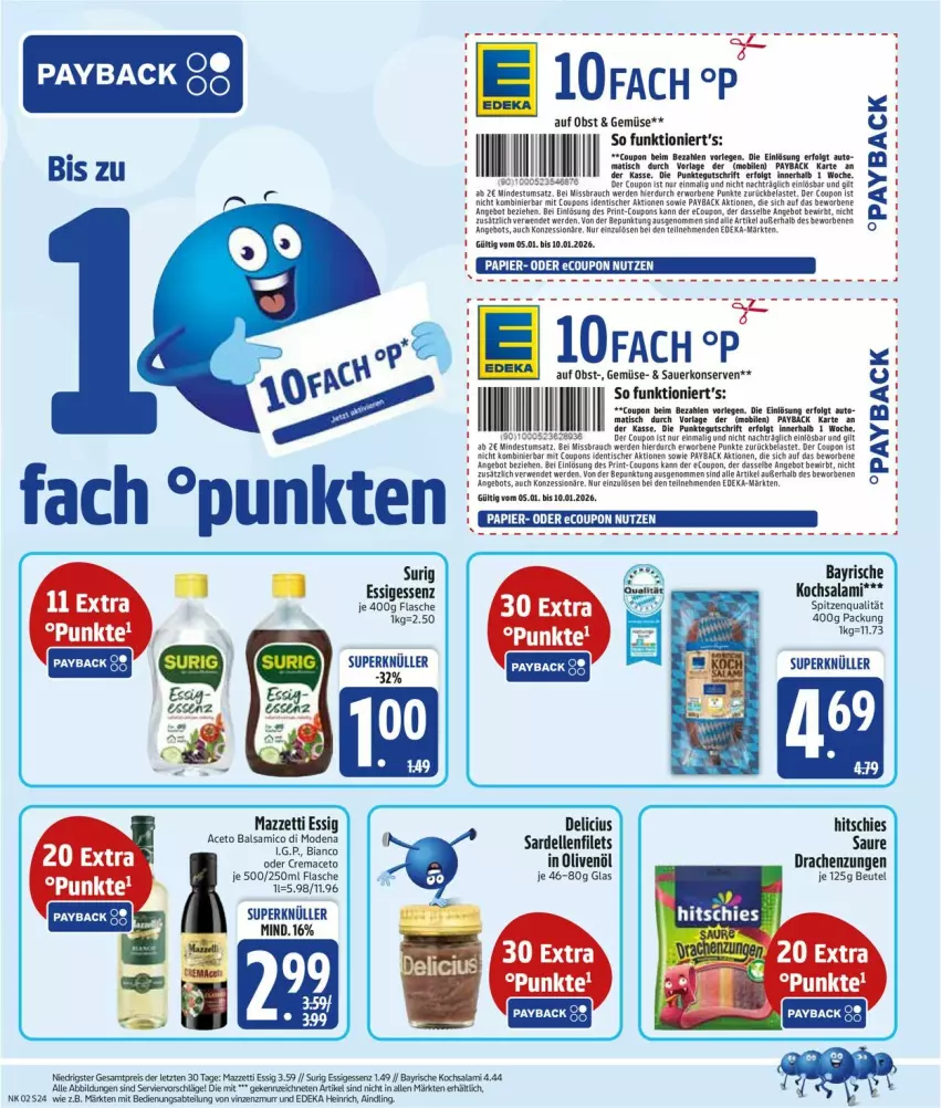 Aktueller Prospekt Edeka - Prospekte - von 05.01 bis 10.01.2026 - strona 26 - produkty: Abtei, aceto, angebot, auer, auto, balsam, balsamico, beutel, coupon, coupons, deka, dell, eis, elle, erde, essig, filet, filets, flasche, in olivenöl, Konserven, LG, mac, obst, olive, oliven, olivenöl, papier, payback, Rauch, reis, salami, Sardellen, spitzenqualität, Ti, tisch, ZTE