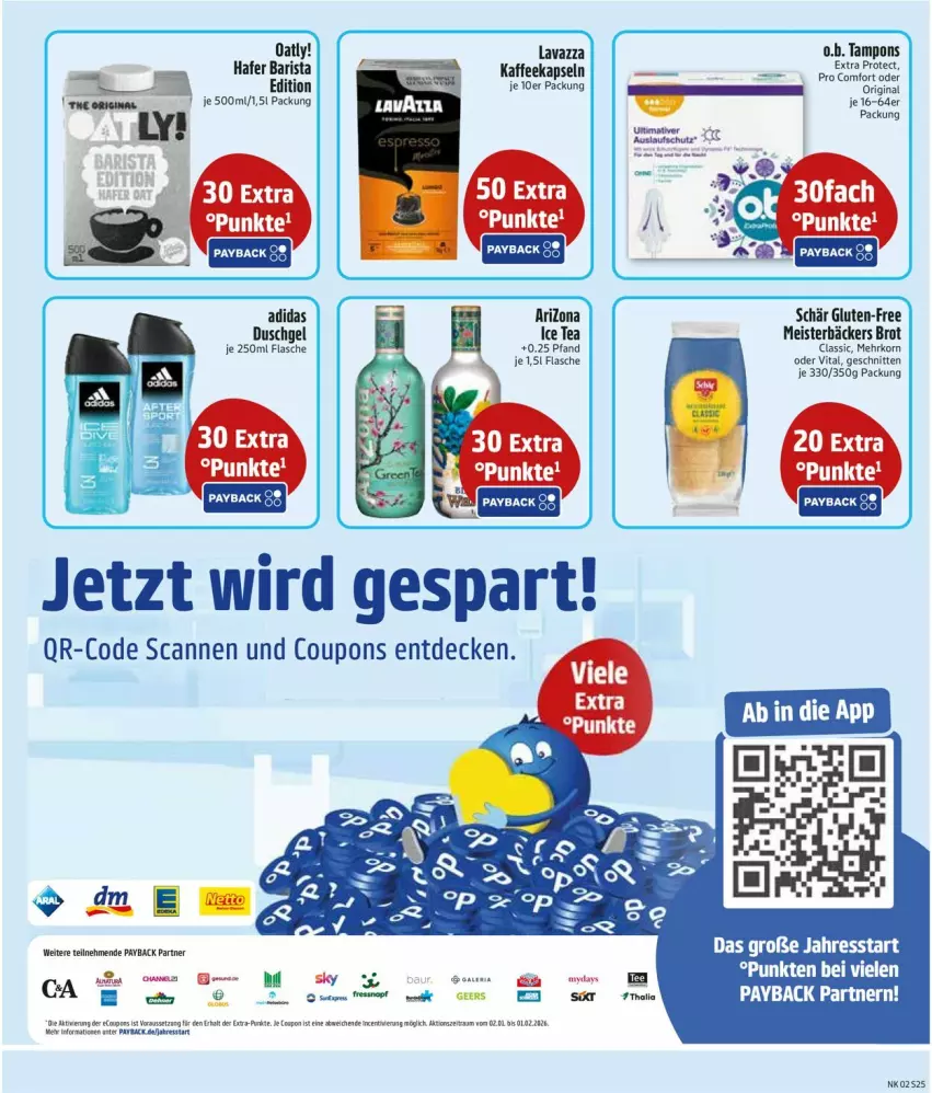 Aktueller Prospekt Edeka - Prospekte - von 05.01 bis 10.01.2026 - strona 27 - produkty: Adidas, Bau, brot, cin, coupon, coupons, decke, duschgel, eis, flasche, gin, hafer, ice tea, kaffee, kaffeekapseln, korn, lavazza, Meister, mydays, payback, schnitten, Tampon, tampons, Ti, vita