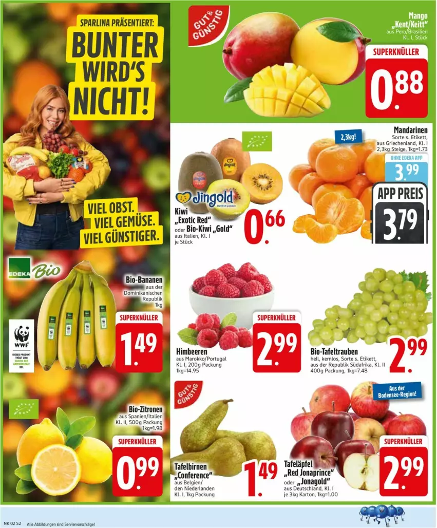 Aktueller Prospekt Edeka - Prospekte - von 05.01 bis 10.01.2026 - strona 4 - produkty: beere, beeren, bio, bio-zitronen, himbeer, himbeere, himbeeren, kiwi, LG, mango, tafeltrauben, Ti, trauben, zitrone, zitronen