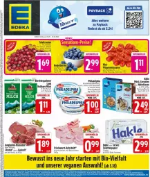 Gazetka promocyjna Edeka - Prospekte - Gazetka - ważna od 10.01 do 10.01.2026 - strona 3 - produkty: aufschnitt, Becher, beere, beeren, beutel, bier, bierschinken, bio, braten, cerealien, deka, frischwurst-aufschnitt, gulasch, hafer, hakle, haltbare milch, heidelbeere, heidelbeeren, jungbullen, Käse, kissen, kölln, milch, müsli, papier, payback, pflaume, pflaumen, philadelphia, rouladen, schinken, tafeltrauben, Ti, toilettenpapier, tomate, tomaten, trauben, wurst