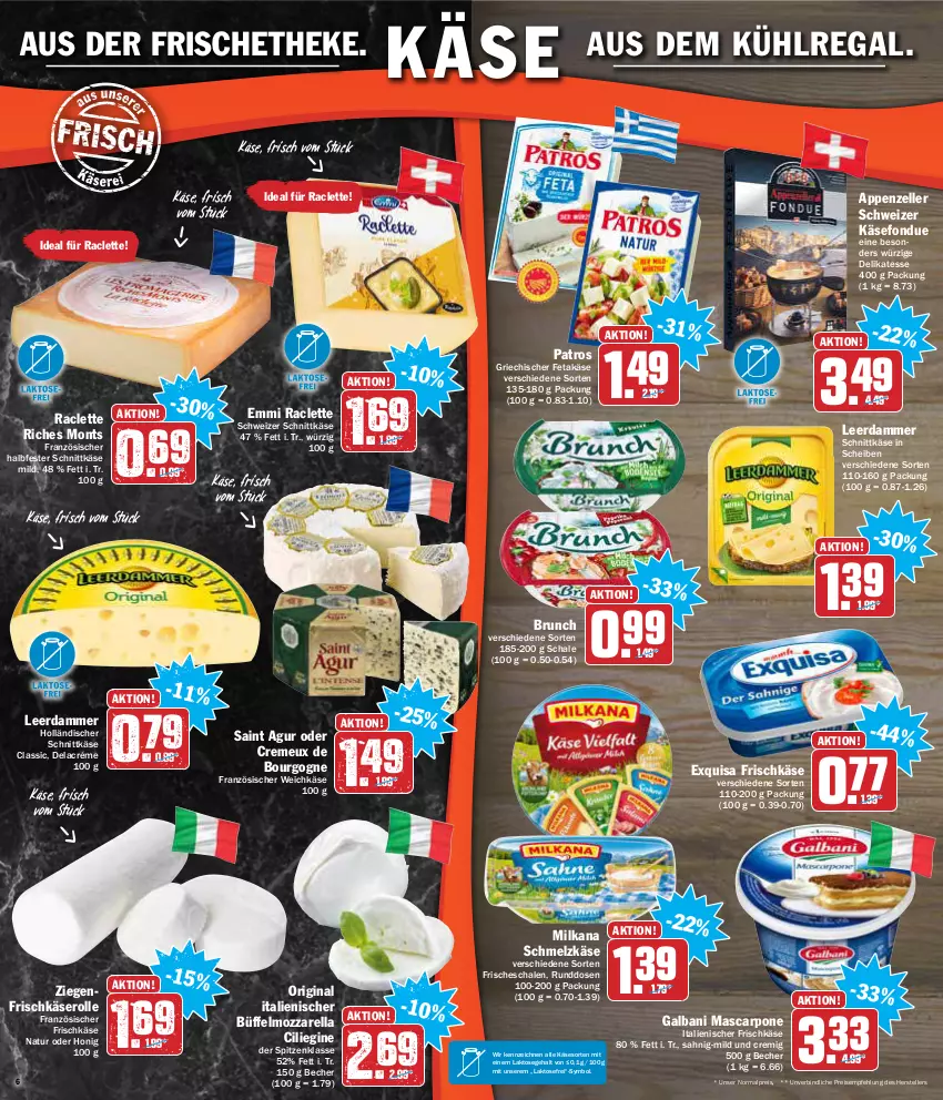 Aktueller Prospekt Aez - Prospekte - von 27.12 bis 31.12.2021 - strona 6 - produkty: appenzeller, aus dem kühlregal, Becher, Bourgogne, creme, eis, elle, emmi, exquisa, exquisa frischkäse, feta, Fondue, französischer weichkäse, frischkäse, galbani, gin, halbfester schnittkäse, holländischer schnittkäse, honig, Käse, kühlregal, leerdammer, mascarpone, milka, milkana, mozzarella, natur, patros, regal, reis, rel, Saint Agur, Schal, Schale, Schmelzkäse, schnittkäse, schweizer schnittkäse, teller, Ti, weichkäse