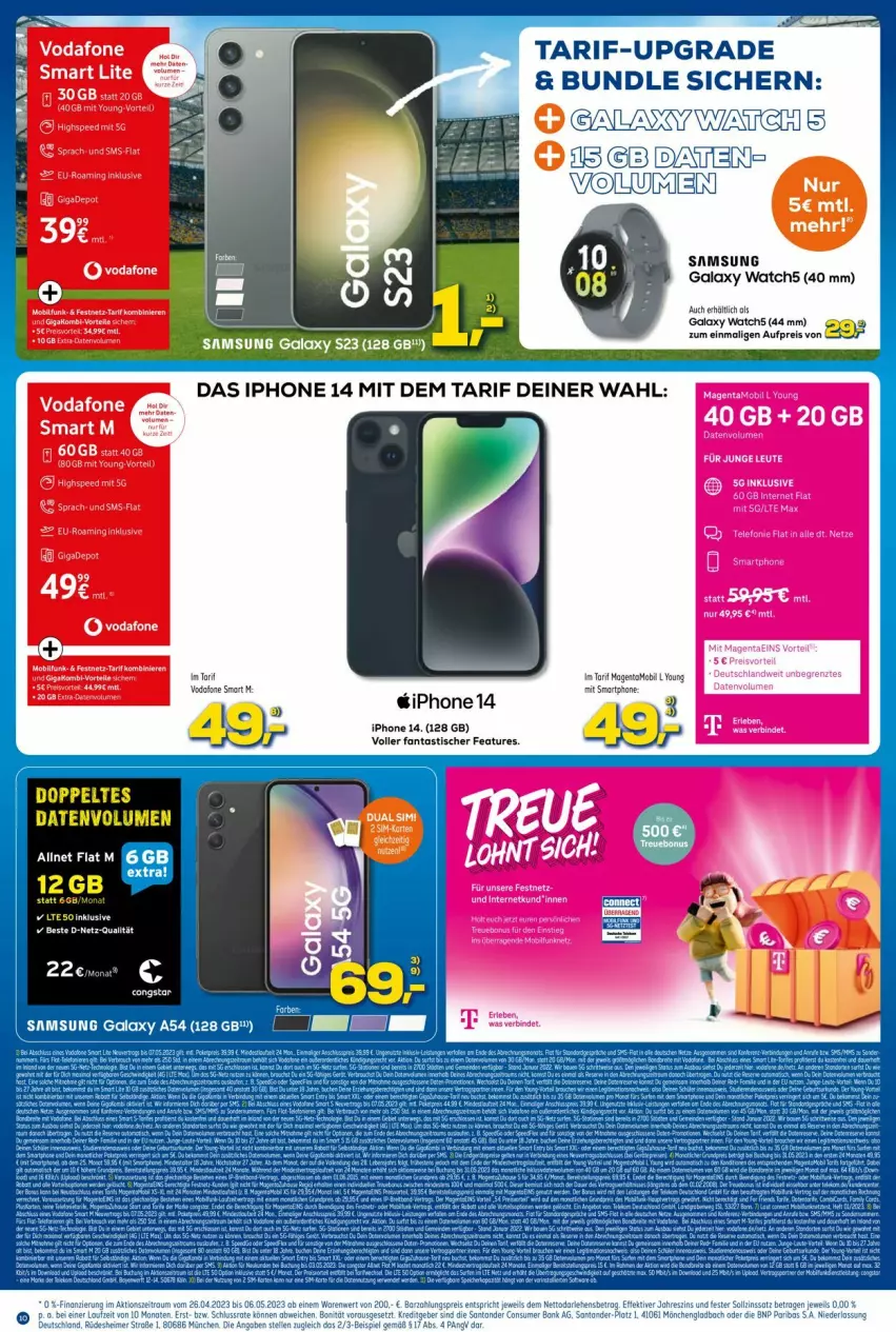 Aktueller Prospekt Euronics - Prospekte - von 26.04 bis 03.05.2023 - strona 10 - produkty: allnet flat, asti, congstar, eis, elle, fanta, iphone, reis, Samsung, samsung galaxy, Samsung Galaxy A, Samsung Galaxy S, samsung galaxy watch, smartphone, tee, teller, Ti, tisch, vodafone, Yo