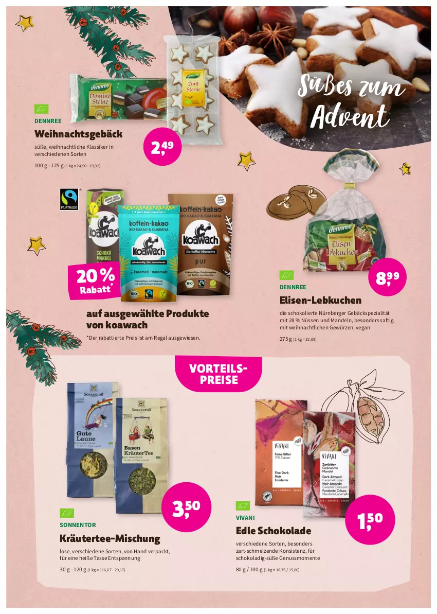 Aktueller Prospekt Denns Biomarkt - Prospekte - von 23.11 bis 06.12.2022 - strona 7 - produkty: Berger, dennree, eis, ente, gewürz, kräuter, kuchen, Lebkuchen, mandel, mandeln, nürnberger, nuss, regal, reis, saft, schoko, schokolade, Spezi, tasse, tee, Ti, vorteilspreis