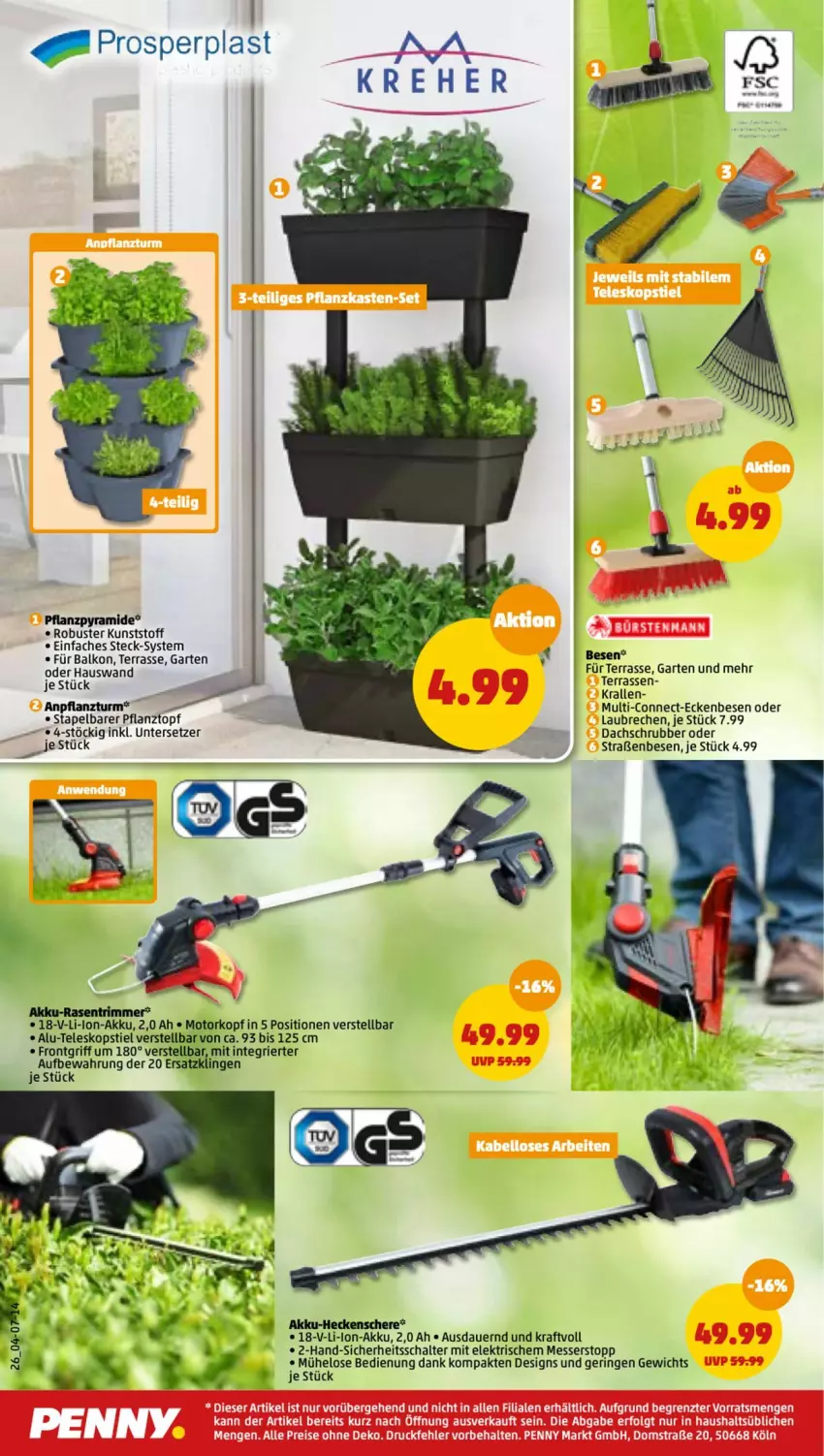 Aktueller Prospekt Penny - Prospekte - von 04.07 bis 09.07.2022 - strona 26 - produkty: akku, akku-heckenschere, auer, Garten, heckenschere, kraft, messer, Pflanztopf, ring, Schal, Schere, Teleskop, teleskopstiel, Ti, topf, Untersetzer