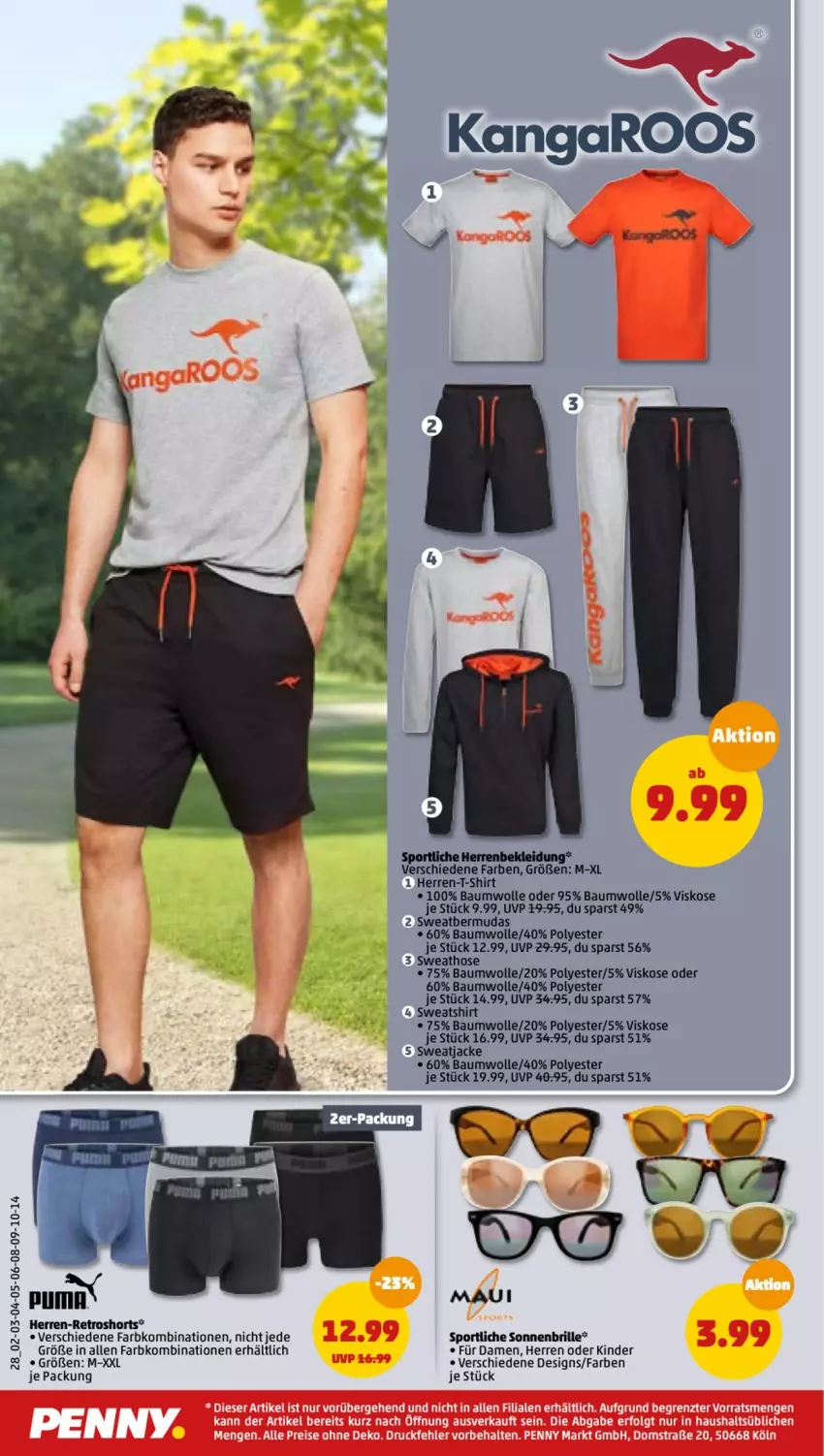 Aktueller Prospekt Penny - Prospekte - von 04.07 bis 09.07.2022 - strona 28 - produkty: Bau, baumwolle, bermuda, bermudas, Brille, herren-t-shirt, hose, Jacke, Kinder, kleid, Kleidung, puma, retroshorts, shirt, shorts, sonnenbrille, Sport, Sweathose, sweatjacke, Sweatshirt, T-Shirt, Ti, wolle