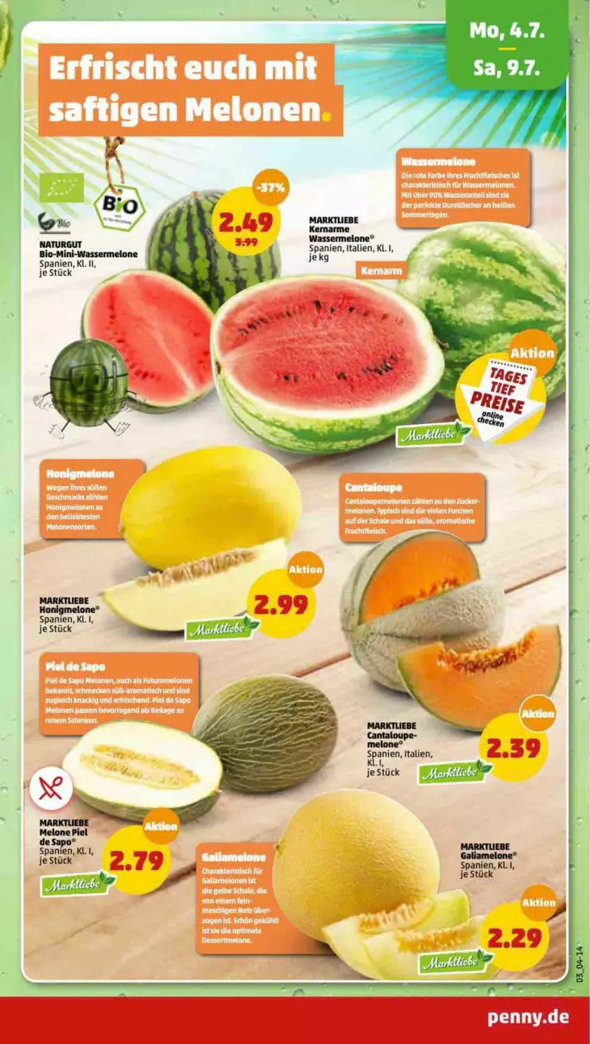 Aktueller Prospekt Penny - Prospekte - von 04.07 bis 09.07.2022 - strona 3 - produkty: bio, melone, wasser, wassermelone