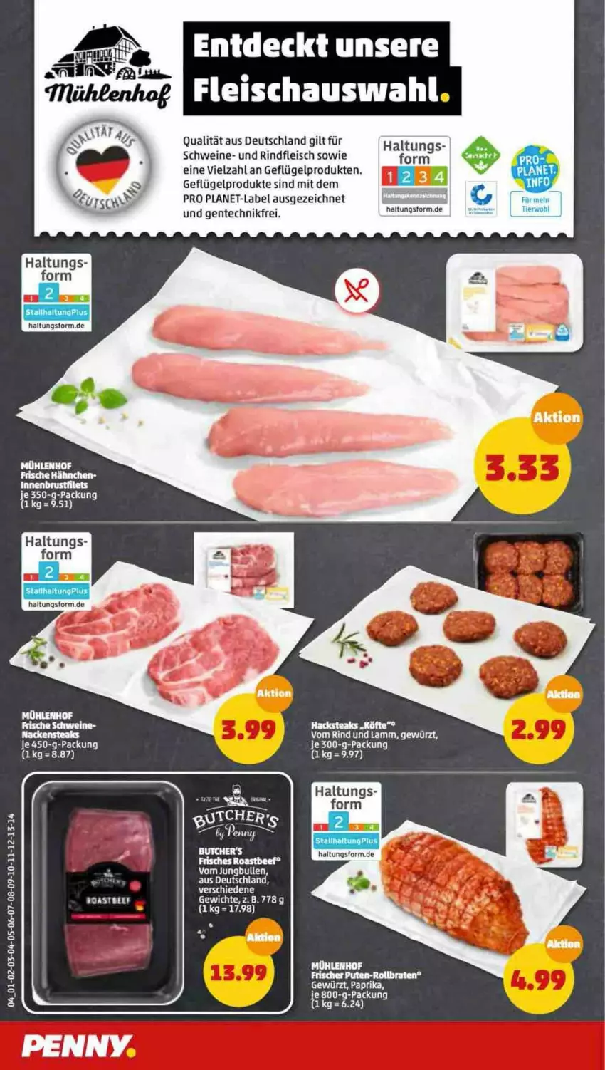 Aktueller Prospekt Penny - Prospekte - von 04.07 bis 09.07.2022 - strona 4 - produkty: eis, ente, fleisch, Frische Hähnchen, Geflügel, geflügelprodukte sind mit dem, gewürz, jungbullen, lamm, Nackensteak, nackensteaks, rind, rindfleisch, schwein, schweine, steak, steaks, tee, Ti, wein, weine