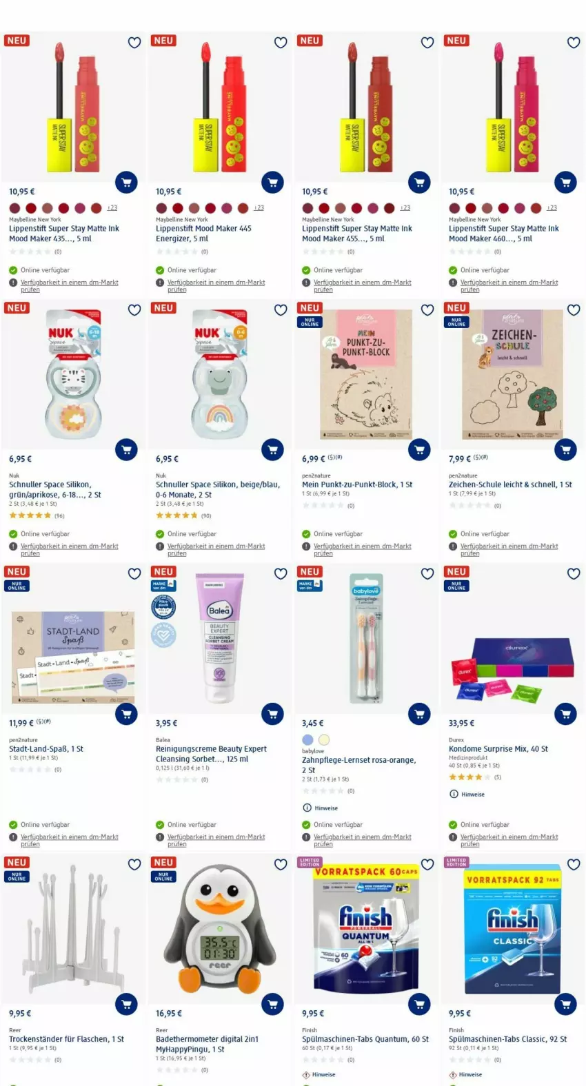 Aktueller Prospekt Dm Drogerie - Prospekte - von 03.07 bis 12.07.2023 - strona 3 - produkty: Bad, creme, Durex, eis, energizer, Finish, flasche, Kondome, Lippenstift, Maybelline, medizinprodukt, natur, nuk, orange, Reinigung, Sorbet, spülmaschinen, thermometer, Ti, Yo