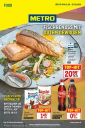 Gazetka promocyjna Metro - Food - Gazetka - ważna od 07.09 do 07.09.2022 - strona 1 - produkty: aqua, coca-cola, cola, decke, duplo, ferrero, filet, fisch, flasche, getränk, getränke, Kinder, lachs, lachsfilet, Metro, nuss, Palette, riegel, rwe, Ti, top-hit