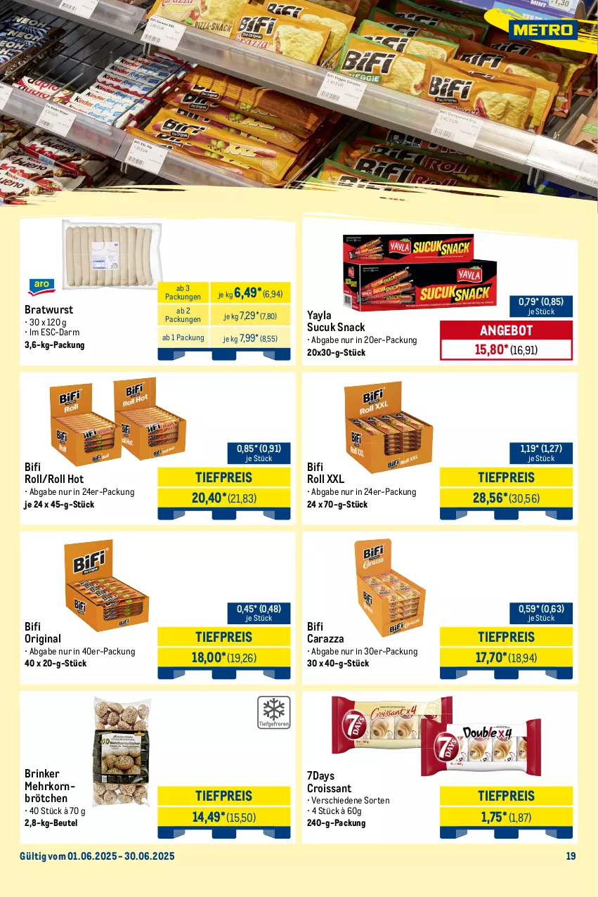 Aktueller Prospekt Metro - Monats-Mix - von 01.06 bis 30.06.2025 - strona 20 - produkty: angebot, Becher, beutel, bifi, bratwurst, brötchen, Croissant, decke, Deckel, eis, gin, kaffee, korn, mehrkornbrötchen, reis, sahne, snack, Sucuk, Ti, tiefpreis, wurst, zucker