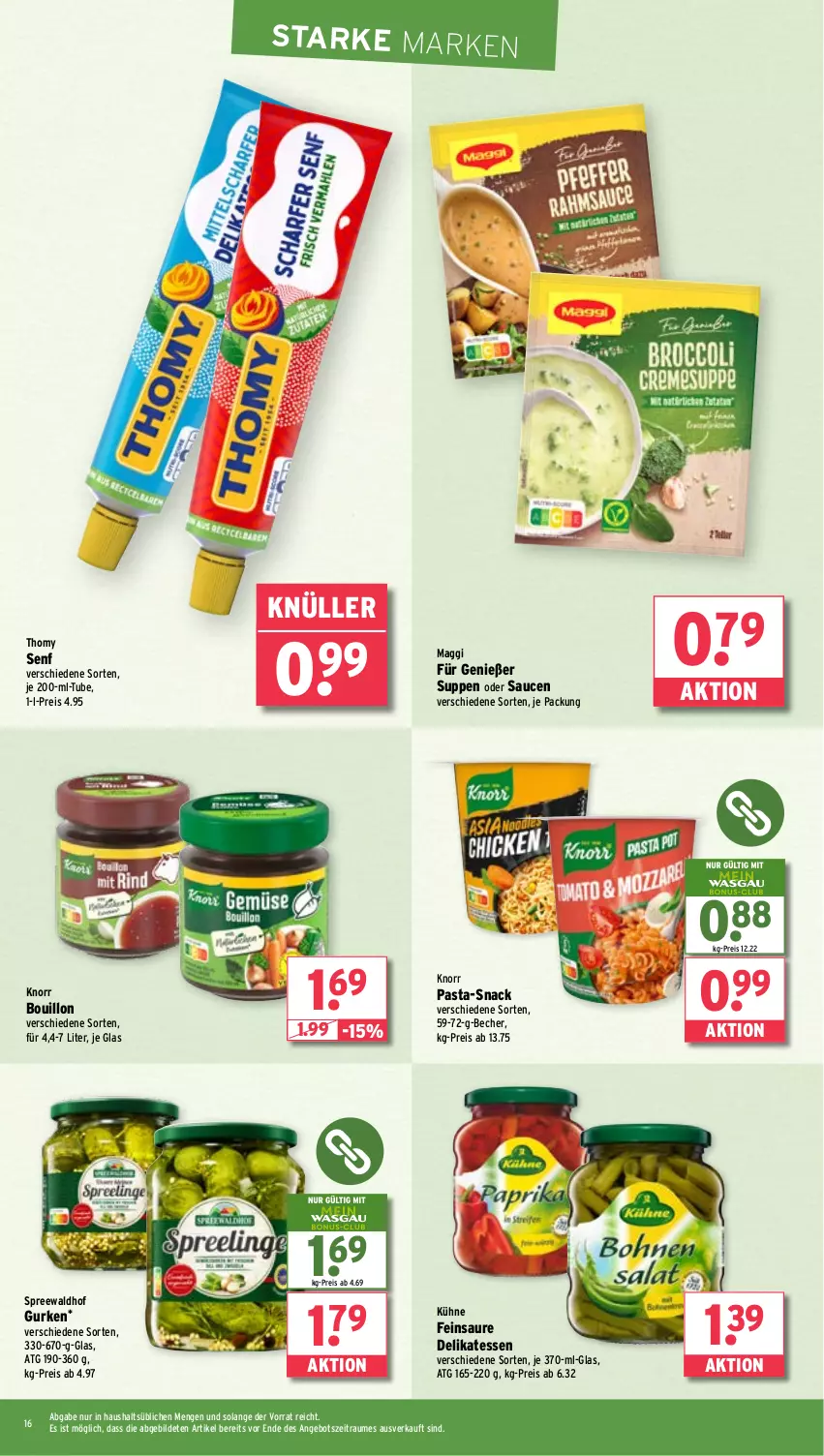 Aktueller Prospekt Wasgau - von 03.02 bis 08.02.2025 - strona 16 - produkty: angebot, Becher, eis, gurke, gurken, knorr, knorr pasta, Kühne, maggi, pasta, reis, sauce, saucen, senf, snack, spreewaldhof, suppe, suppen, thomy, Ti