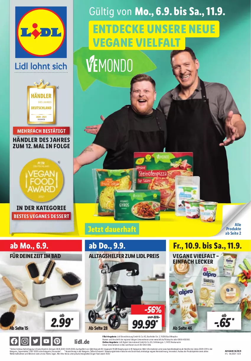 Aktueller Prospekt Lidl - Aktionsprospekt - von 06.09 bis 11.09.2021 - strona 1