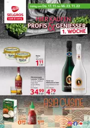 Gazetka promocyjna Selgros - Food - Gazetka - ważna od 23.11 do 23.11.2022 - strona 1 - produkty: Becher, chili, flasche, kokos, kokosmilch, Mett, metternich, milch, rama, sauce, scotch, scotch whisky, sekt, single malt, whisky