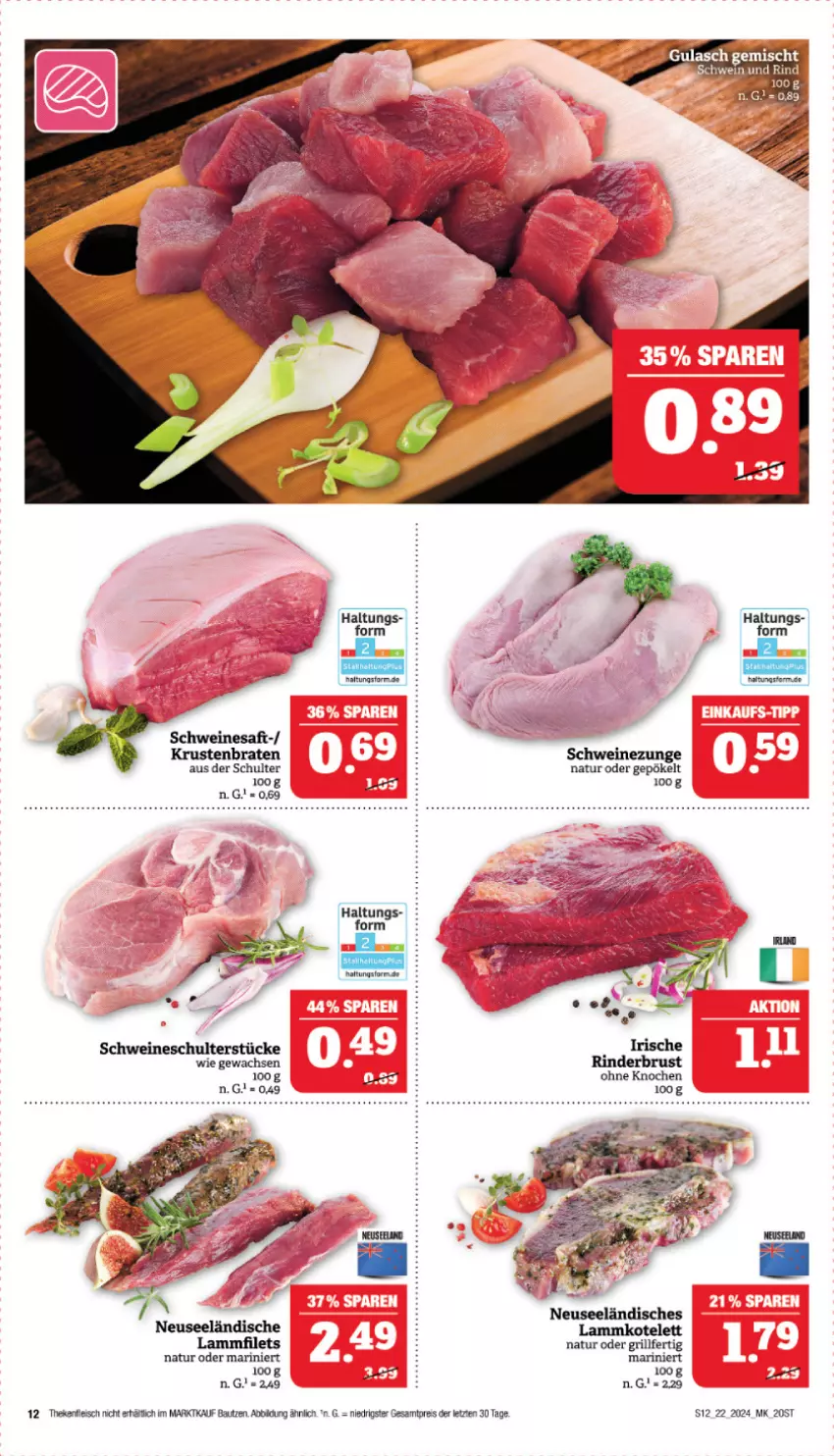 Aktueller Prospekt Marktkauf - Prospekt - von 26.05 bis 01.06.2024 - strona 12 - produkty: Bau, braten, eis, Elan, fleisch, grill, kotelett, krustenbraten, lamm, lammkotelett, natur, reis, saft, schwein, schweine, Schweinezunge, Ti, wein, weine, ZTE